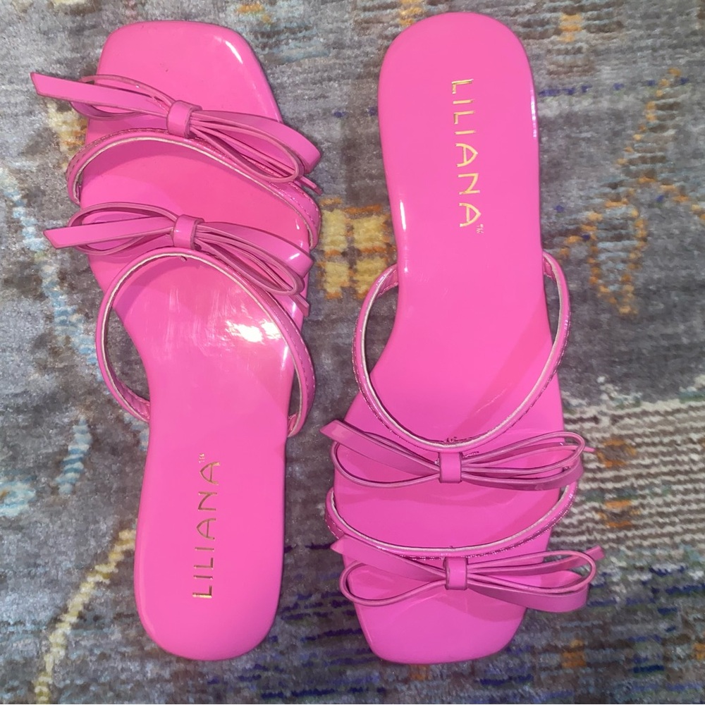 LILIANA Vibrant Pink Bow Sandals